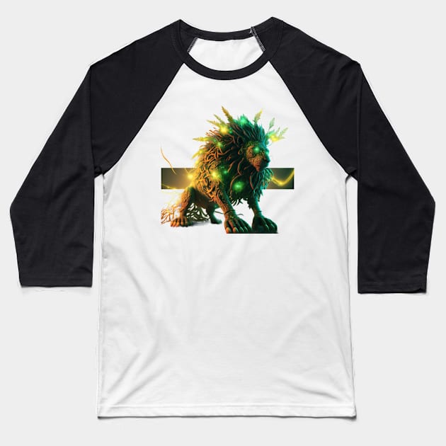Green lion with green eyes Baseball T-Shirt by Kileykite 